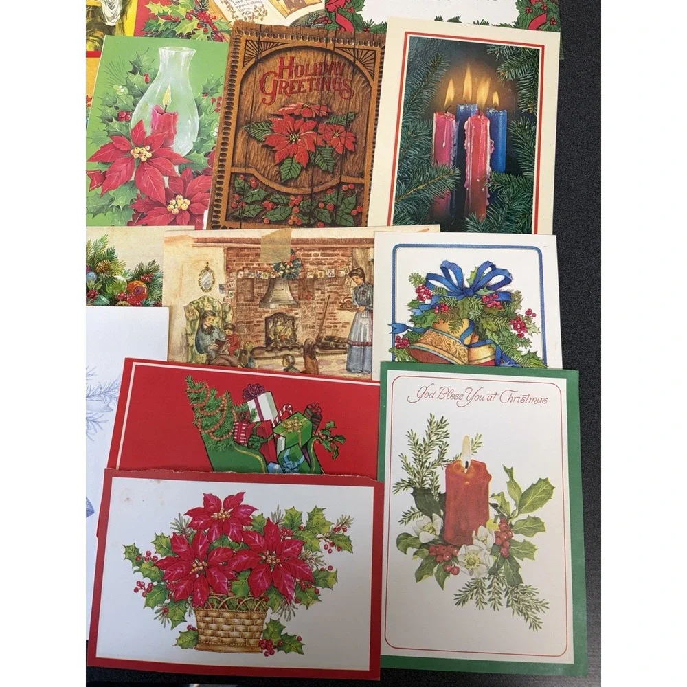 Vintage Christmas Cards Fronts ONLY Traditional Scrapbooking Decoupage Lot 50+